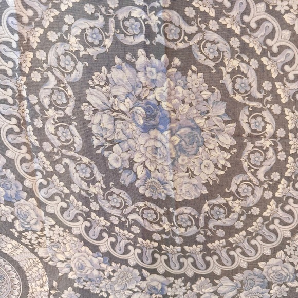 Versace 100% Silk Chiffon 52” Scarf Shawl in blue & lavender | Authentic, EUC - Picture 11 of 13